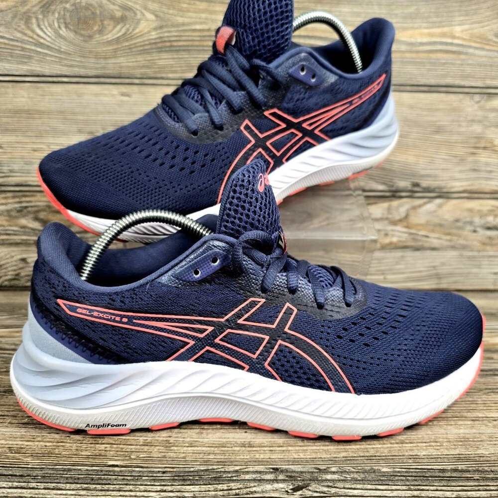 ASICS GEL-Excite 8 Navy Blue/Orange Running Shoes Women's Size 9.5